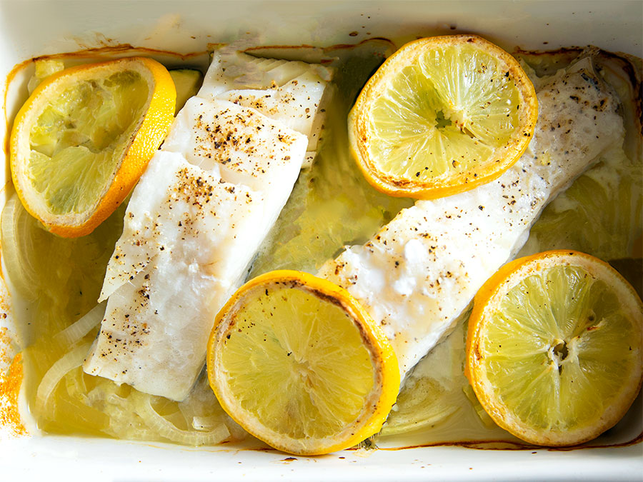 Bacalhau Assado com Laranja