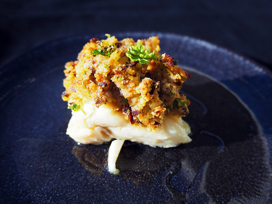 Bacalhau Assado com Crosta de Castanhas